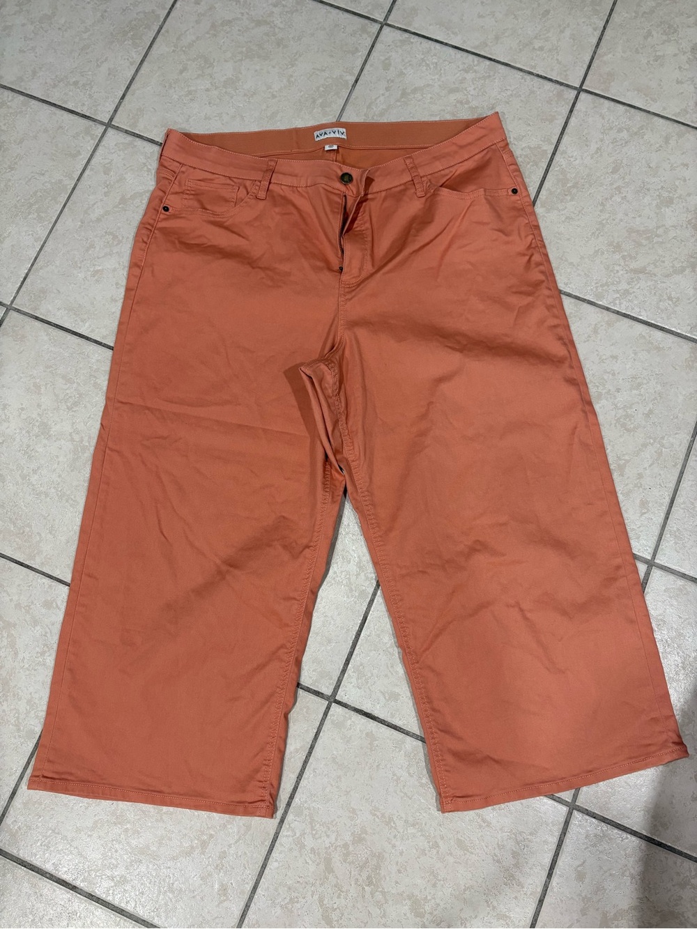 Ava & viv Orange Wide-Leg Pants